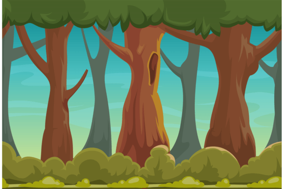 Forest Game Background Cartoon Woodland Graphics & Illustrations