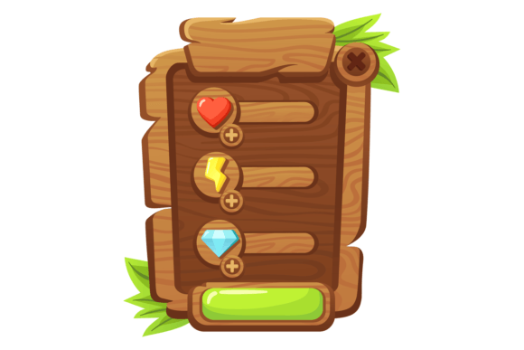 Interface Panel for Mobile Game: Cartoon Graphics & Illustrations