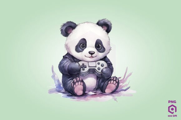 Panda Playing Video Game Graphics & Illustrations Review